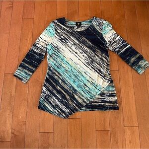 JM Collection Printed Metallic Accent Blouse Top PM